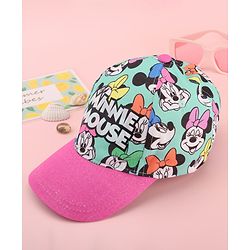 Babyhug Cotton Woven Cap With Minnie Mouse Graphics Pink - Circumference 44 cm