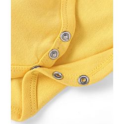 Babyhug 100% Cotton Knit Full Sleeves Dino Printed Onesies with Leggings & Cap Pair of Mitten Booties - Yellow & Navy Blue