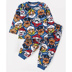 Babyhug Cotton Knit Full Sleeves Night Suit with Paw Patrol Print - Navy