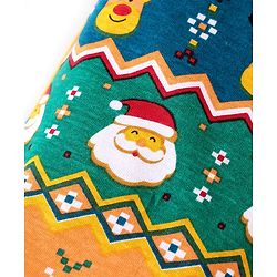 Babyhug Cotton Knit Full Sleeves Night Suit with Christmas Print - Multicolour