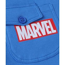 Babyhug Marvel Single Jersey Knit Half Sleeves T-Shirt & Dungaree with Text & Avenger Graphics - Blue