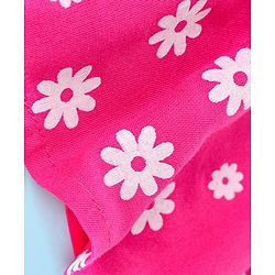 Babyhug Viscose Woven Half Sleeves Frock with Legging Floral Print & Bow Applique - Dark Pink