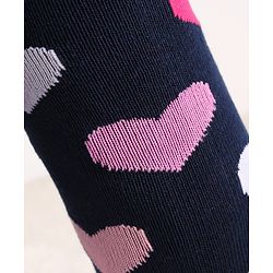 Cute Walk by Babyhug Knit Antibacterial Footed Tights Hearts Design - Navy Blue