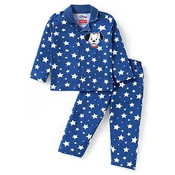 Babyhug Disney Single Jersey Knit Full Sleeves Front Open Night Suit With 101 Dalmatians Graphics - Navy