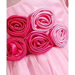 Babyhug Woven Sleeveless Fit & Flared Party Dress with Floral Applique - Pink