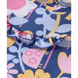 Babyhug Cotton Knit Full Sleeves Top with Frill Detailing & Floral Print - Multicolor