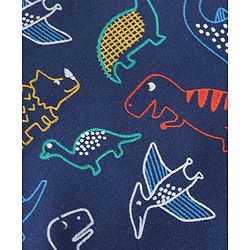 Babyhug 100% Cotton Knit Striped & Dino Printed Bonnet Bonnet Caps Pack of 2 - Yellow & Blue