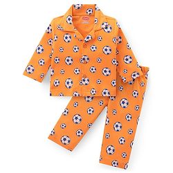 Babyhug Cotton  Knit Full Sleeves Front Open Night Suit with Tiger Print- Blue main image 0