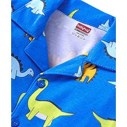 Babyhug Cotton Woven Full Sleeves Night Suit Dino Print - Blue