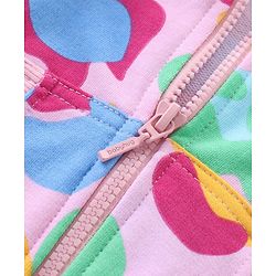 Babyhug Cotton Knit Full Sleeves Printed Hooded Sweatjacket with Kangaroo Pockets -Pink