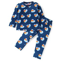 Babyhug Cotton Knit Full Sleeves Night Suit With Stars Print - Blue