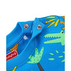 Babyhug Cotton Knit Full Sleeves Night Suit with Animal Print - Blue