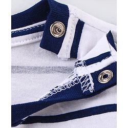 Babyhug Cotton Knit Full Sleeves T-Shirt with Stripes & Lion Print - White
