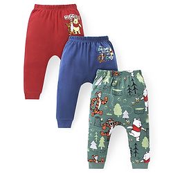 Babyhug Disney Interlock Knit Full Length Diaper Leggings with Winnie the Pooh Graphics Pack of 3 - Multicolour
