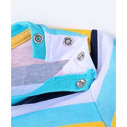 Babyhug Cotton Knit Full Sleeves T-Shirts with Stripes & Animal Graphics Pack of 5 - Blue Maroon & Yellow