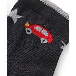 Cute Walk by Babyhug Knit Ankle Length Anti Bacterial Socks with Car Design Pack of 3 - Yellow Blue & Grey