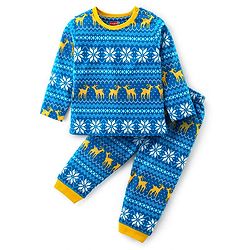 Babyhug Cotton Knit Full Sleeves Night Suit With Intarsia Print - Blue