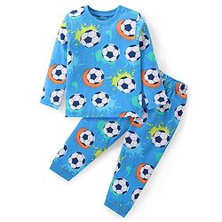 Babyhug Cotton Knit Full Sleeves Printed Shirt - Blue