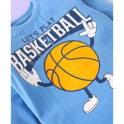 Babyhug Cotton Knit Full Sleeves Night Suit With Basketball Print - Blue