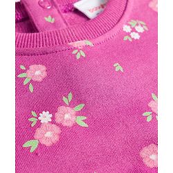 Babyhug Cotton Knit Full Sleeves Sweatshirts With Floral & Deer Print Pack of 2 - Purple & Teal Blue