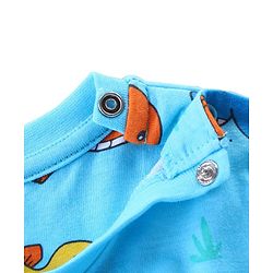 Babyhug Cotton Knit Full Sleeves Night Suit Dino Print- Sky Blue