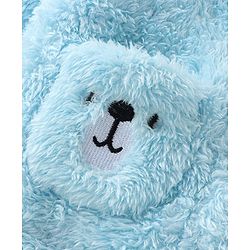 Babyhug Woven Full Sleeves Hooded Winter Jacket with Teddy Embroidery - Sky Blue