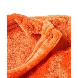 Babyhug Fur Woven Full Sleeves Winter Wear Suit With Bear Design - Orange