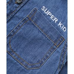 Babyhug Woven Full Sleeves Washed Hooded Denim Shirt - Blue