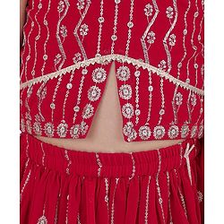Babyhug Georgette Woven Sleeveless Sequined Embroidered Choli Lehenga Set with Dupatta - Maroon