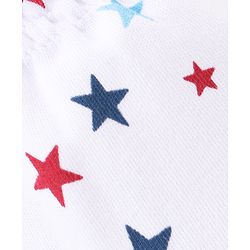 Babyhug 100% Cotton Knit Star Print Mittens and Booties - White