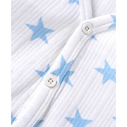 Babyhug Full Sleeves Front Open Thermal Wear Vest & Pant with Star Print - White