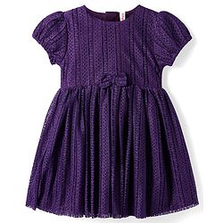Babyhug Single Jersey Knit Puffed Sleeves Frock with Bloomer Floral Applique - Orange main image 0