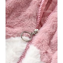 Babyhug Full Sleeves Fur Hooded Winter Jacket with Pom Pom - Light Pink