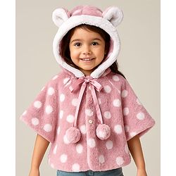 Babyhug Fur Woven Full Sleeves Hooded Footed Front Open Romper with Attached Mitten - Multicolor main image 1