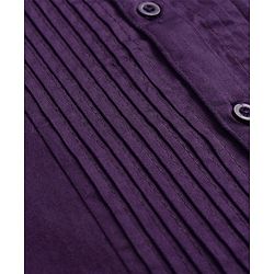 Babyhug Cotton Woven Full Sleeves Party Shirt Solid Colour with Pintuck Design & Bow - Purple