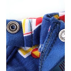 Babyhug Cotton Knit Full Sleeves Night Suit with Vehicle Print - Navy Blue