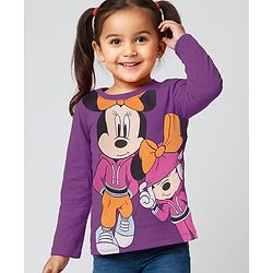 Babyhug Disney Single Jersey Knit Full Sleeves T-Shirt With Minnie Mouse Graphics - Purple