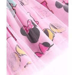 Babyhug Disney Single Jersey Knit Full Sleeves Minnie Mouse Printed Frock with Bloomer & Frill Detailing - Pink