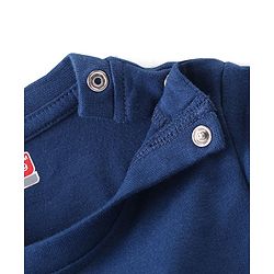 Babyhug Cotton Knit Full Sleeves Night Suit With Checks & Varsity Print - Navy