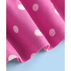 Babyhug Cotton Knit Full Sleeves Frock With Peter Pan Collar & Bloomer with Polka Dot Print - Dark Pink