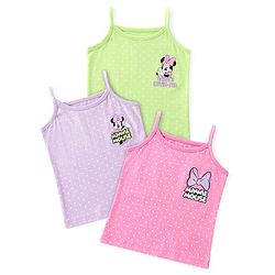 Babyhug Disney Singlet Sleeves Slips with Polka Dots & Minnie Mouse Print Pack of 3 - Pink Purple & Green