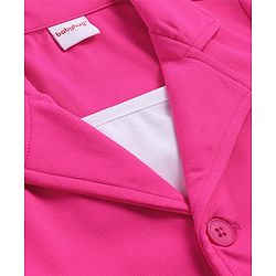 Babyhug Woven Full Sleeves Solid Colour Blazer with Top & Bottom Wear Set - Dark Pink