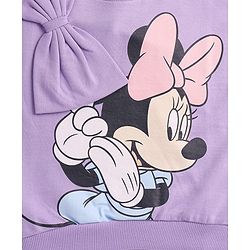 Babyhug Disney Terry Knit Full Sleeves Sweatshirt with Minnie Mouse Graphics & Bow Applique - Lavender