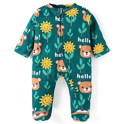 Babyhug Fur Knit Full Sleeves Front Open Winter Wear Romper with Teddy Face - Dark Pink main image 0