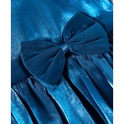 Babyhug Woven Cap Sleeves Fit & Flared Solid Colour Party Dress with Bow Applique - Navy Blue