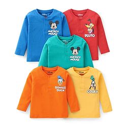 Babyhug Disney Single Jersey Knit Full Sleeves T-Shirts Mickey Mouse & Friends Graphics Pack of 5 - Multicolour