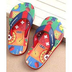 Cute Walk by Babyhug Geometric Print Flip Flops - Red