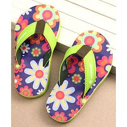 Cute Walk by Babyhug Floral Slip-on Flip Flops - Blue