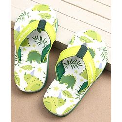 Cute Walk by Babyhug Dino Print Flip Flops - Green