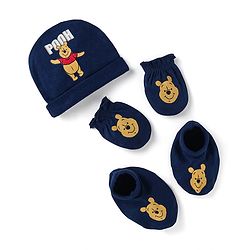 Babyhug Disney Interlock Winnie The Pooh Graphics Cap Mittens & Booties ...
